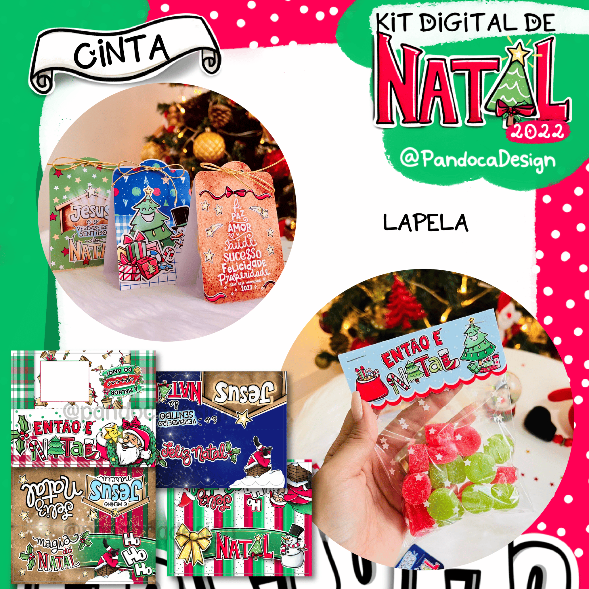 Kit Digital Feliz Natal 1 e 2 Artes Natalina sem fundo Png