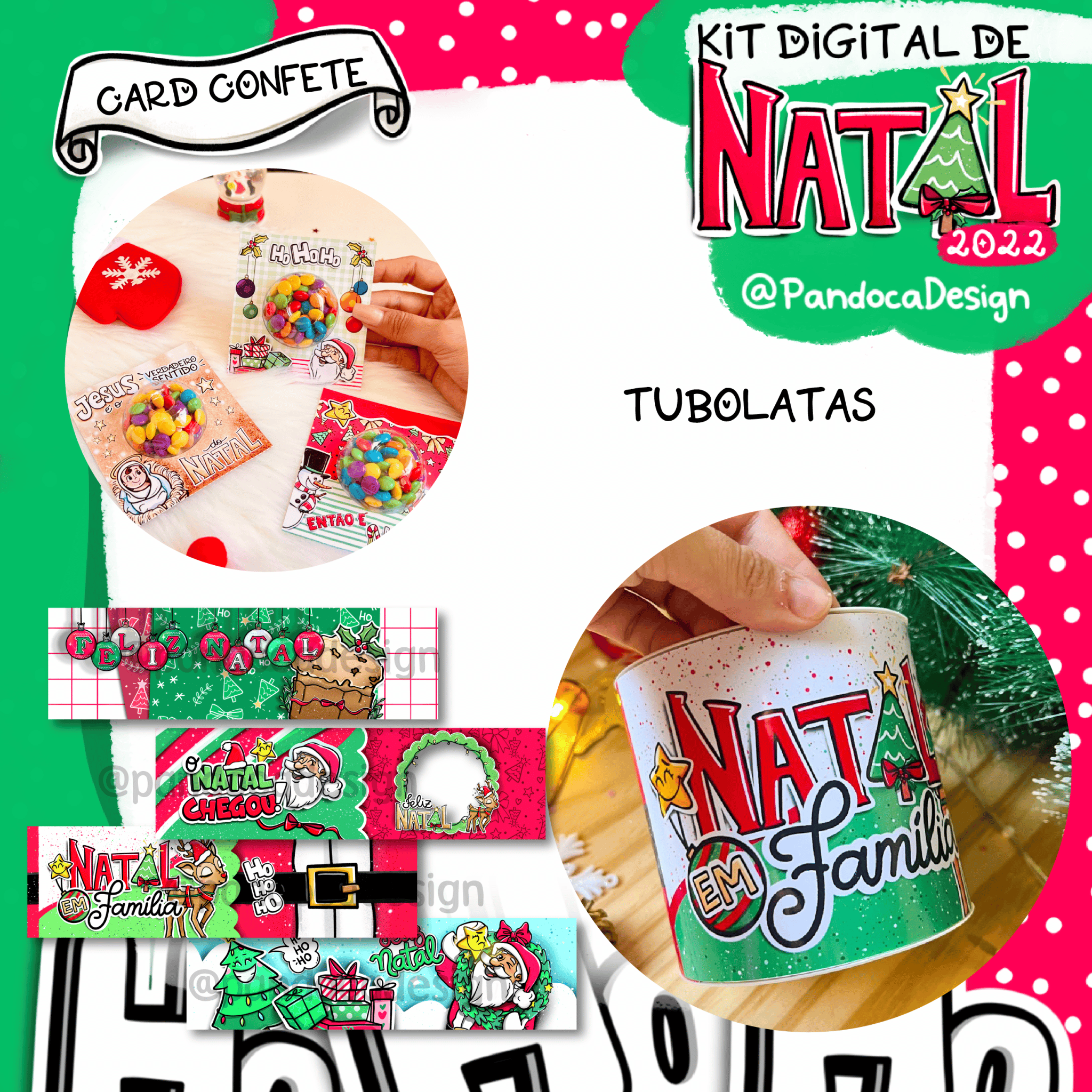 Kit Digital Feliz Natal 1 e 2 Artes Natalina sem fundo Png