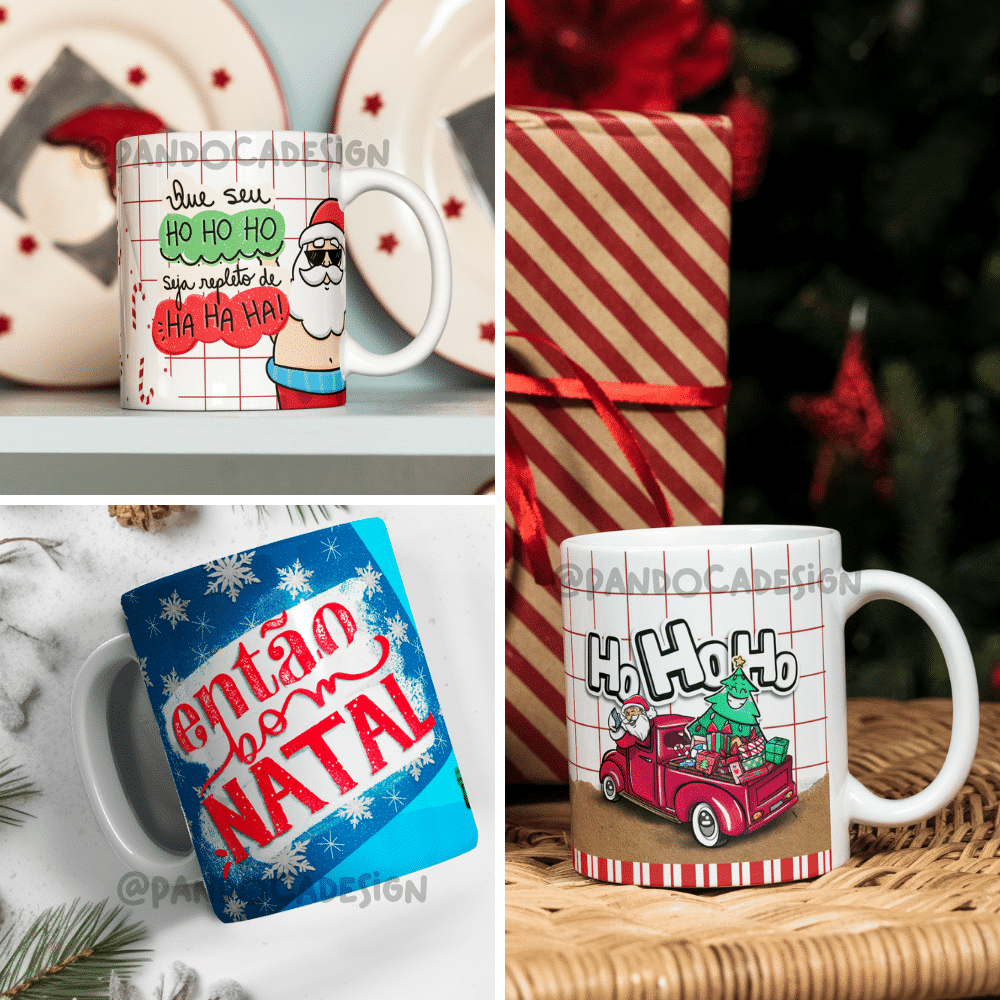 Caneca Feliz Natal Ho-Ho-Ho Repleto De Ha-Ha-Ha Presente - Minha Caneca