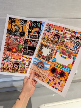 cards digitais com frases e ilustrações para lembrancinhas de Festa Junina.