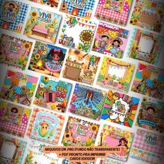 Cards ilustrados no tema Festa Junina Arraiá
