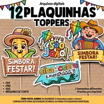Artes digitais para plaquinhas divertidas de Festa Junina