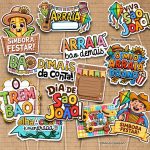 Artes digitais para plaquinhas divertidas de Festa Junina