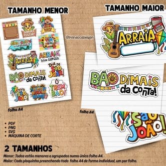 Artes digitais para Toppers / plaquinhas divertidas de Festa Junina