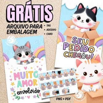 TAGS GATINHOS para embalagens unboxing (arquivo gratuito) - Imagem 1