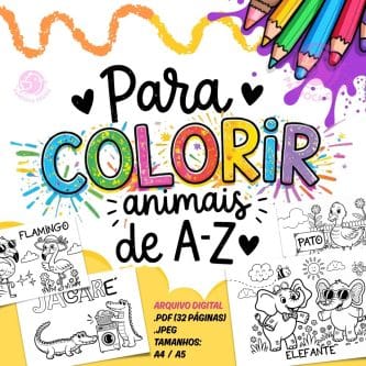 (GRATUITO) Desenhos de Colorir ANIMAIS de A - Z - Imagem 1