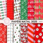 Papéis Digitais Estampados Natal 2025 - Imagem 3